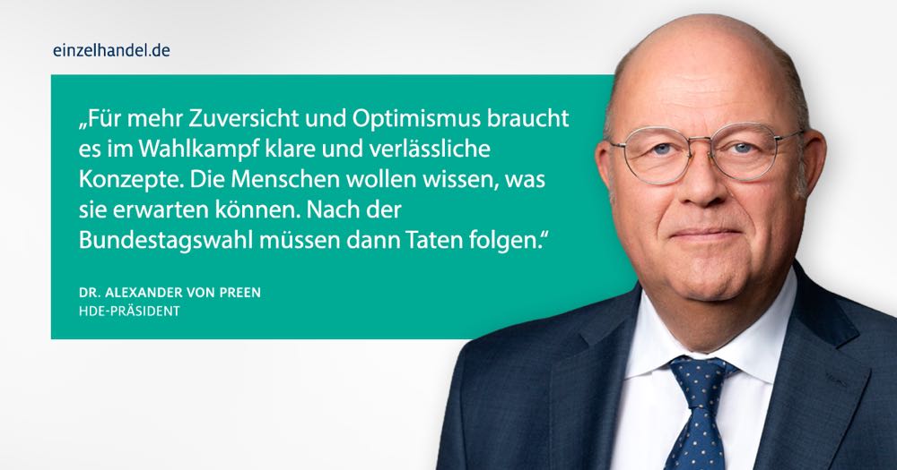 HDE-mfrage: Vorgezogene Bundestagswahl beeinflusst Einkaufsverhalten