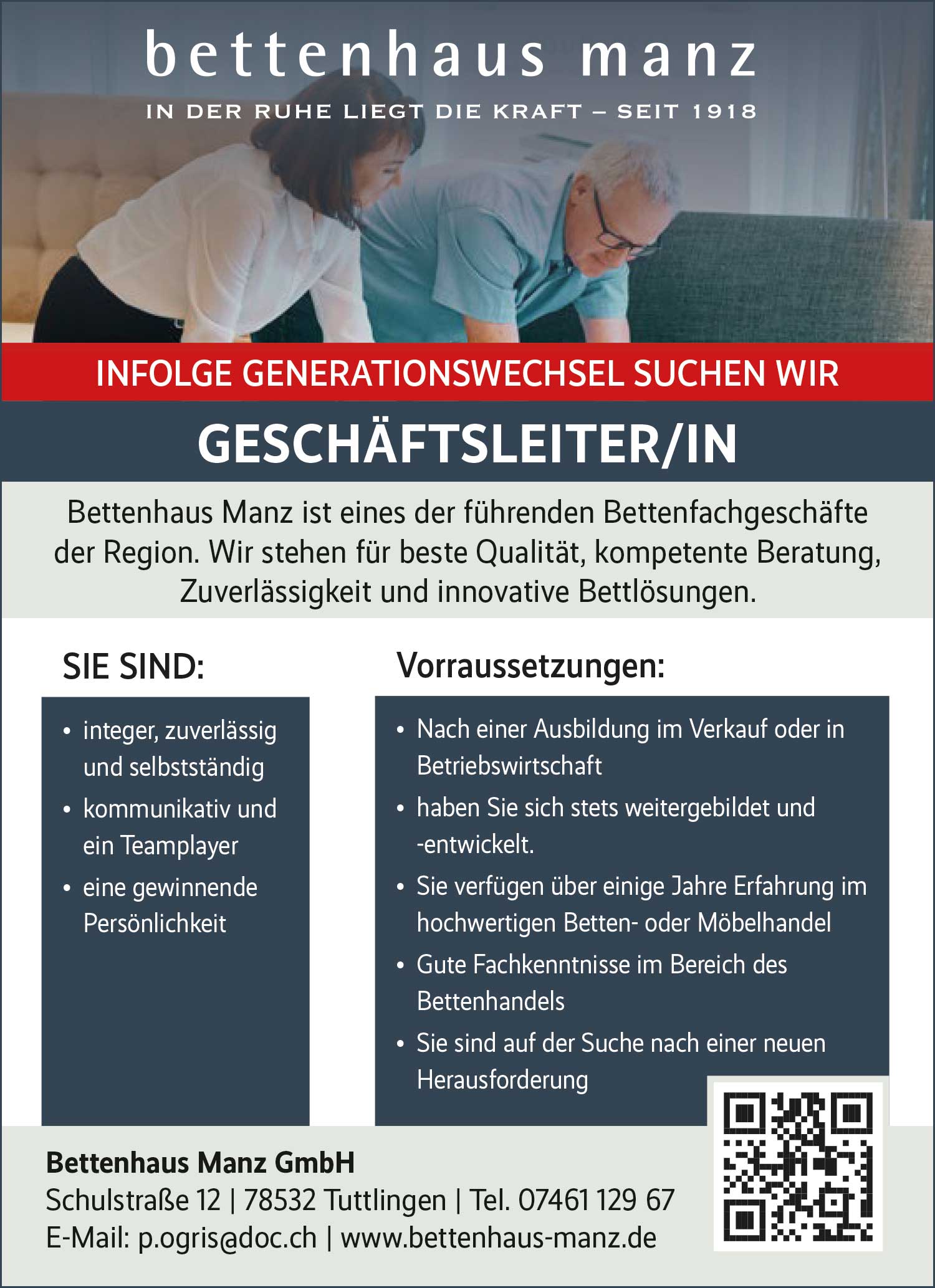 Geschäftsleiter/in für Bettenhaus