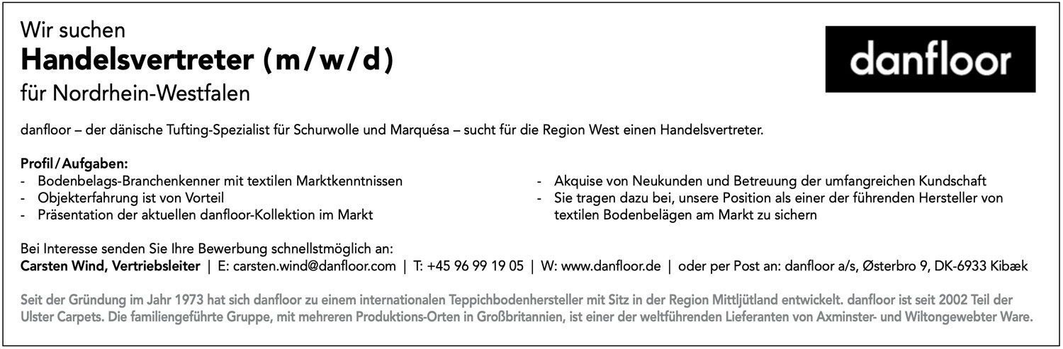 Handelsvertreter (m/w/d) für textile Bodenbeläge